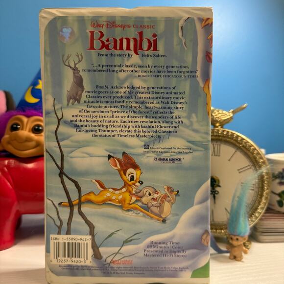 Bambi VHS 1990 Disney Classics White Clamshell • Tested • Vintage Movie - Picture 2 of 3